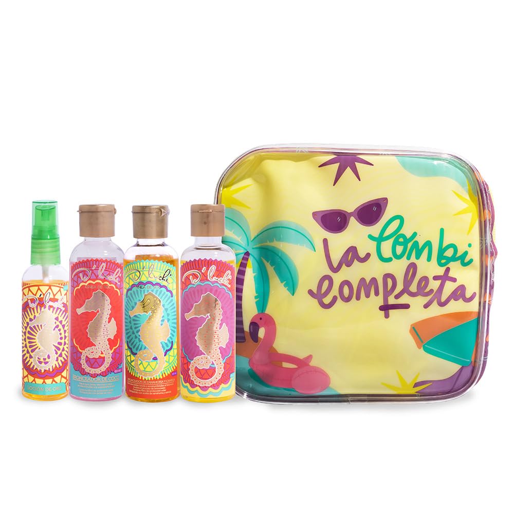 D'Luchi Mini Tanning Kit, Enriched with Collagen & Vitamin E, Carrot, Coconut, Almond Tanning Lotion & Gold Body Lotion Set of 4 Essential Tanning Products