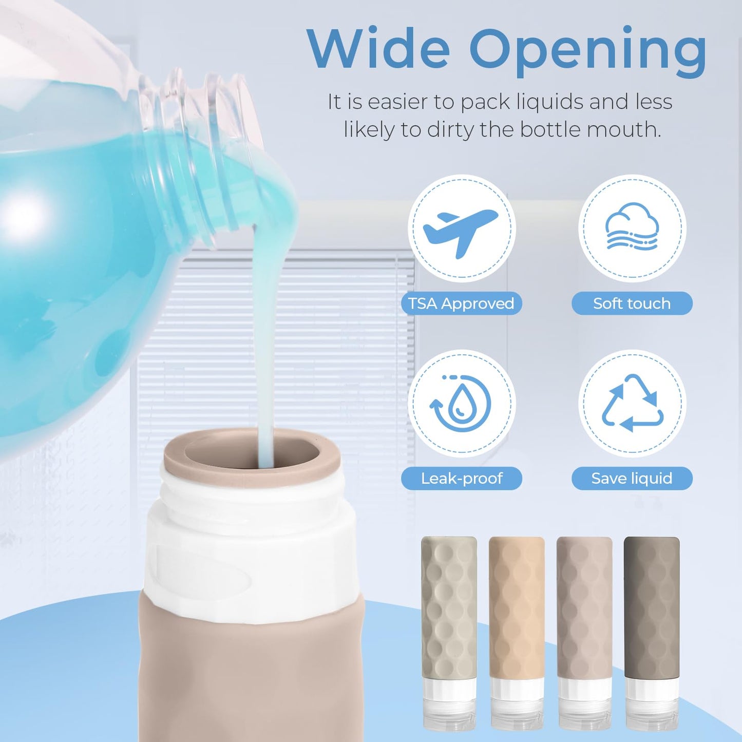 Silevoler 16pack Travel Bottles for Toiletries, TSA Approved Travel Size Containers Set, Leak Proof Refillable Liquid & Creams Toiletries Accessories Kit W/Toiletry Bag (Cream)