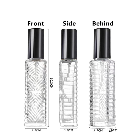 AGENIZ 8-Piece Mini Atomizer Set, Refillable Square Glass Bottles, Travel Essential Oil & Perfume Spray Bottles, with Dispenser (15ML/Black)