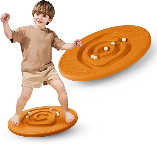 Kids Maze Balance Board - Wobble Trainer for Ski Surf Snowboard, Non-Slip Sensory Rocker Ages 3-12, Core Therapy & Skate Prep