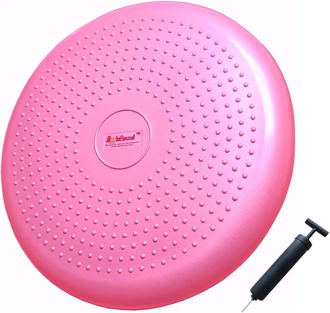 AppleRound Inflated Wobble Cushion with Hand Pump, Air Stability Board (Extra Thick), Core Balance Disc for Adults, Sensory Wiggle Seat for Kids, Flexible Seating for All Age, 13.5in / 34cm Diameter