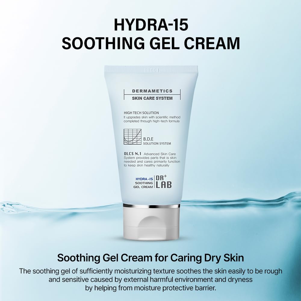 DR+LAB Hydra-15 Soothing Gel Cream 2.03 fl oz /60ml Moisturizing Deep Hydrating Elasticity for Dry and Sensitive Skin with Hyaluronic Acid Korean Skincare