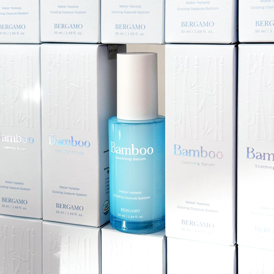 BERGAMO Bamboo Soothing Face Serum For Sensitive Skin - Hydrating Face Moisturizer, Lightweight Facial Serum, Vegan Skin Care, Hypoallergenic & Fragrance-Free, Korean Skin Care, 1.69fl.oz, 50ml