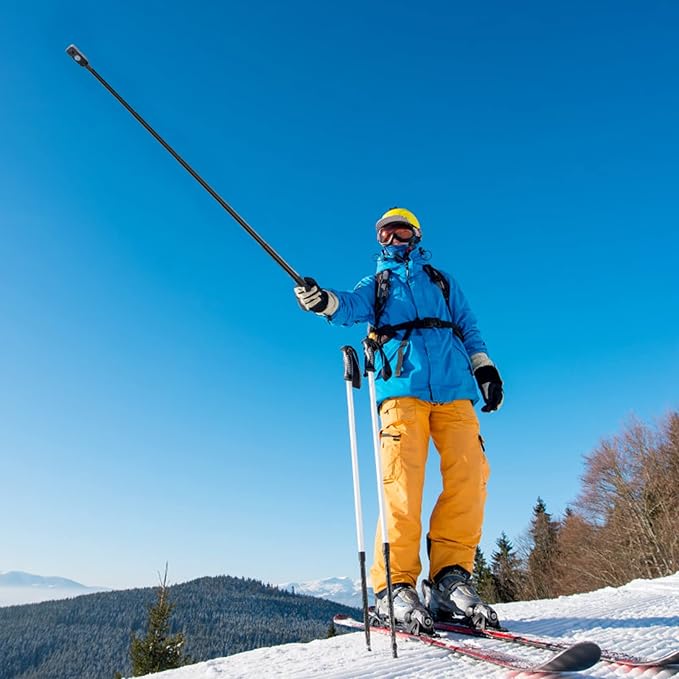 47.64" Action Cameras Selfie Stick Extendable for Insta360 Sports Camera, Selfie Vlogging Invisible Extension Pole