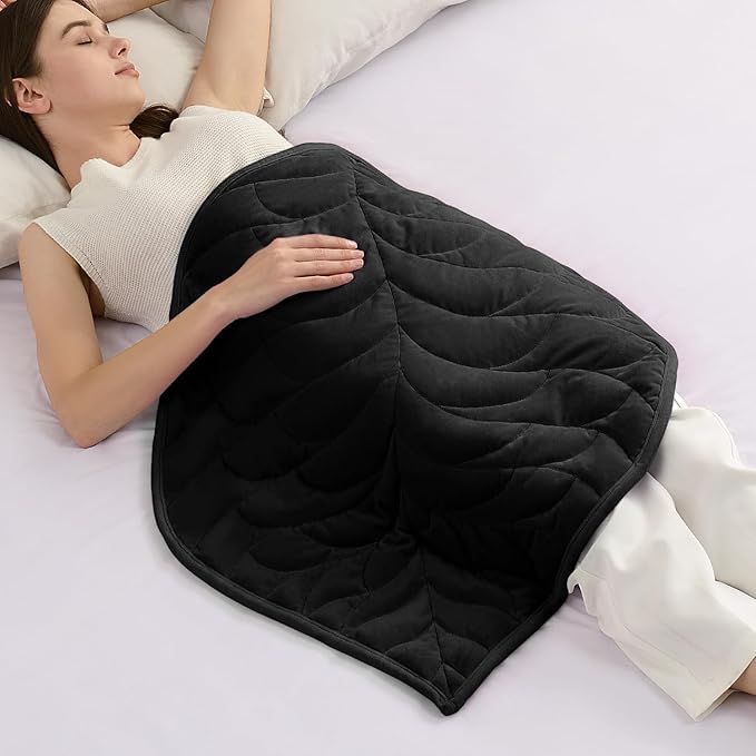 Kaisa Weighted Blanket for Adults (5 lbs, 23" x 29"), Soft Weighted Lap Blanket Machine Washable, Small Heavy Blankets with Glass Beads for Travel & Sleep,Black