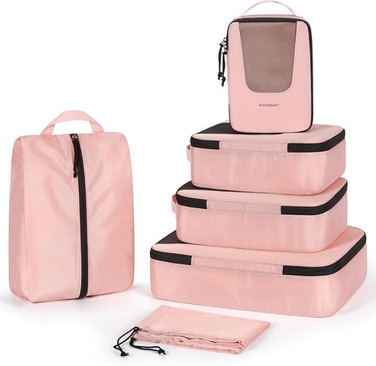 BAGSMART Compression Packing Cubes for Travel, 6 Set/5 Set/4 Set, Compression Suitcase Organizer Bags Set for Suitcases Travel Essentials, Lightweight Packing Organizers