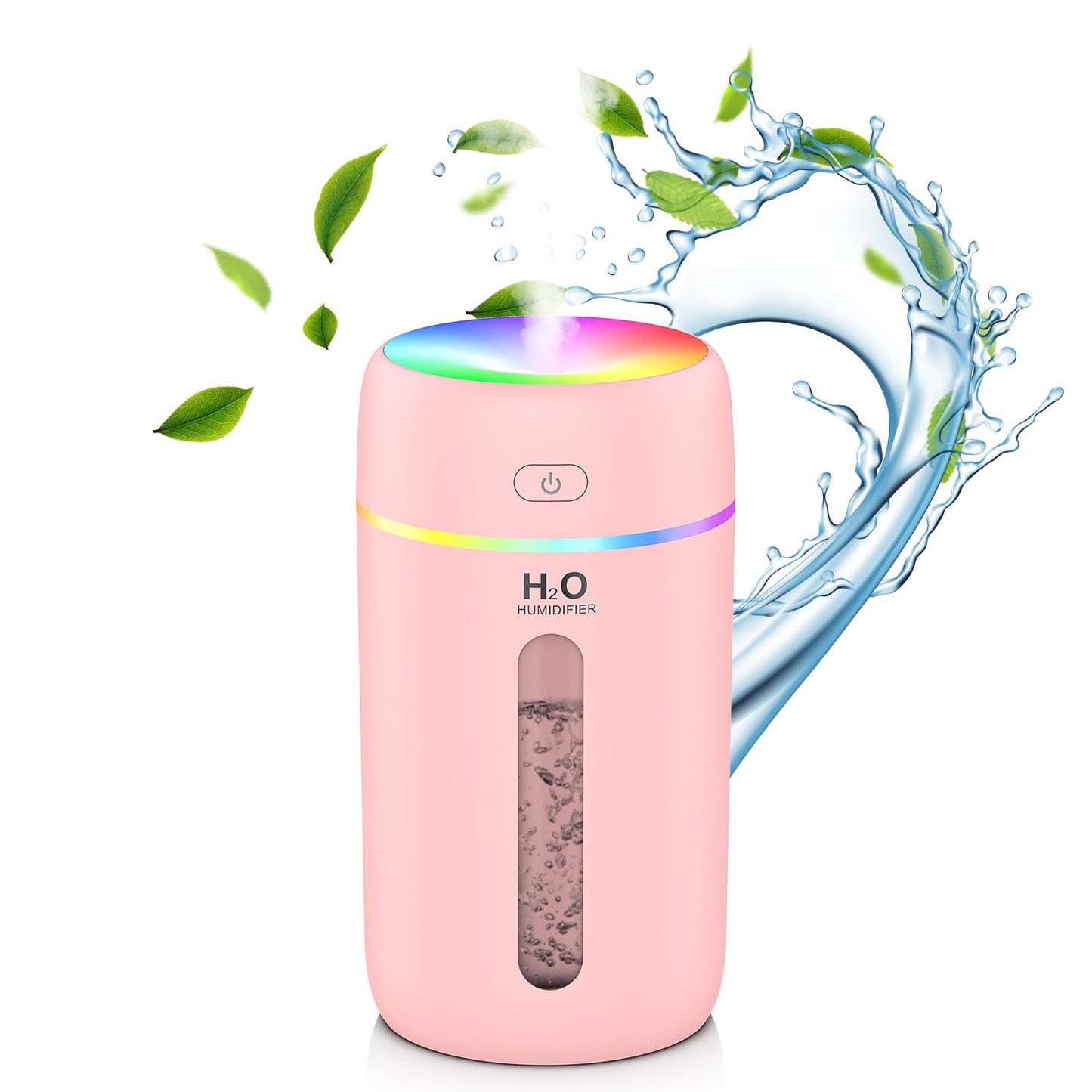 ZPP Small Humidifier, Portable Mini Humidifier with 7-color Lights for Car, Mini Desktop Humidifier for Home, Office, Travel with Night Light, Auto Shut-Off