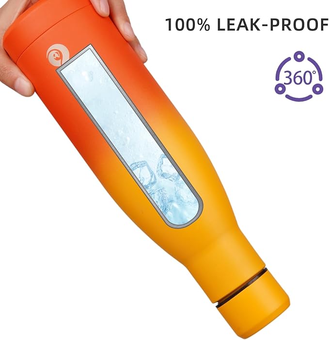 BJPKPK 25oz Insulated Stainless Steel Water Bottles Reusable Metal Travel Sports Water Bottle Keep Cold and Hot,Sunset Orange