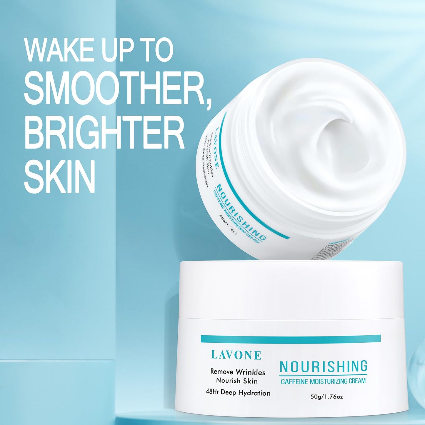 LAVONE Face Moisturizer Moisturizer Face Cream for Women and Men with Caffeine, Hyaluronic Acid, Vitamin E/C | Daily and Night Facial Moisturizer | For Dry, Oily, Sensitive, and Acne-Prone Skin