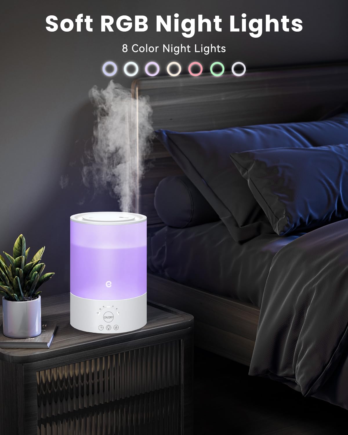 Esemoil Smart Humidifiers for Bedroom, 2.5L Top Fill Cool Mist Humidifiers with Essential Oil Diffuser, Humidity Setting, APP & Alexa Voice Control, Nightlight, Timer, Quiet Operation, Auto Shut-Off