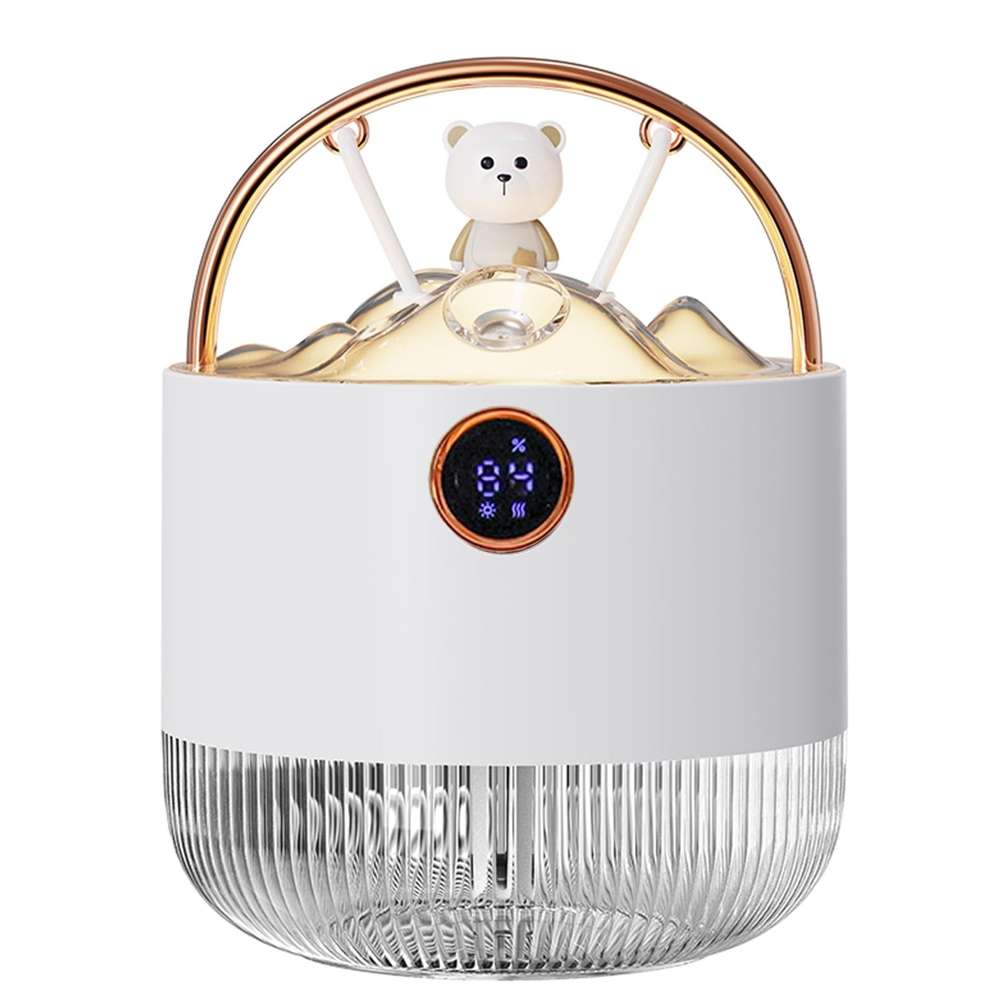 Portable Mini Humidifier With night light 600ml Small Cool Mist Humidifier Personal Desktop Humidifier for Baby Bedroom Travel Office,Built-in 2000mAh Battery 2 Mist Modes white