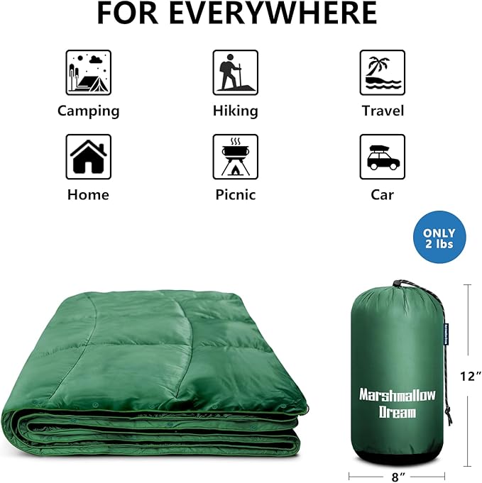 Camping Blanket, Packable Puffy Blankets Lightweight Windproof Waterproof for Outdoors,Hiking, Backpacking,Beach,Car,Picnic,Stadium