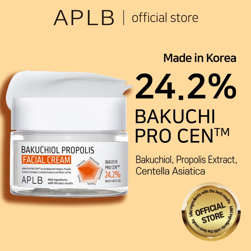 APLB Bakuchiol Propolis Facial Cream | BAKUCHI PRO CEN™ 24.2% 1.86 FL.OZ/Korean Skincare, Wrinkle care, Deep hydration, Revitalize for gentle and improve skin texture