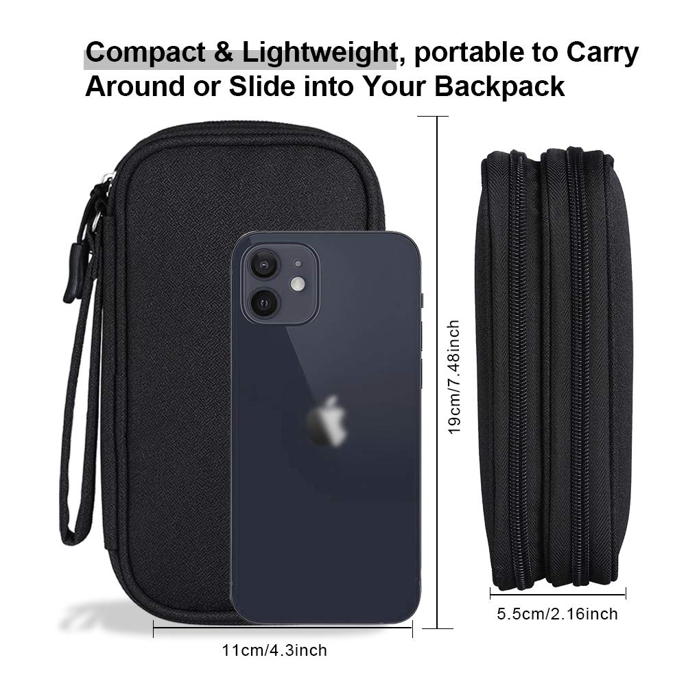 DDgro Electronics Travel Organizer, Tech Accessories Pouch Bag for Cables/Charger & Cords/Power Bank/Magic Mouse/Earphone (Small, Black)
