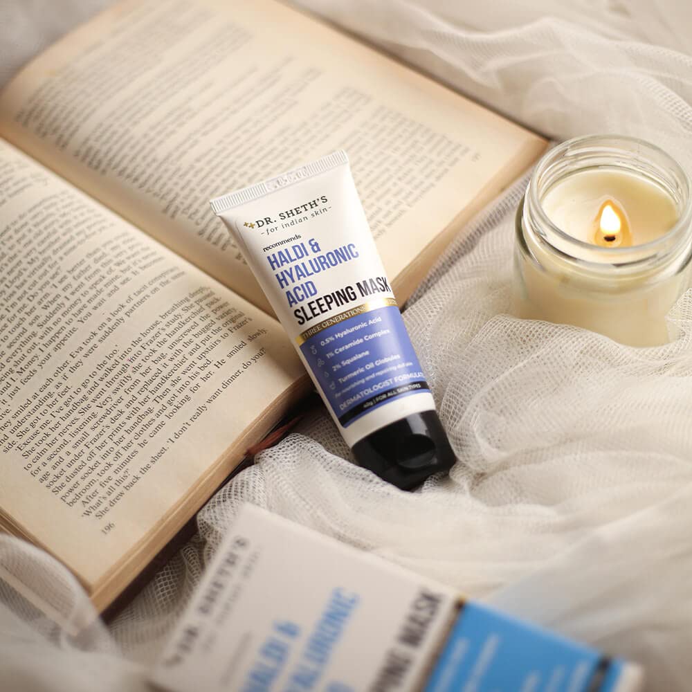 Dr. Sheth's Turmeric & Hyaluronic Acid Sleeping Gel Face Mask | Hydrates & Plumps skin | Soothes & Repairs Tired Skin | Anti Dullness Sleep Mask | 1.41 Oz/40 g