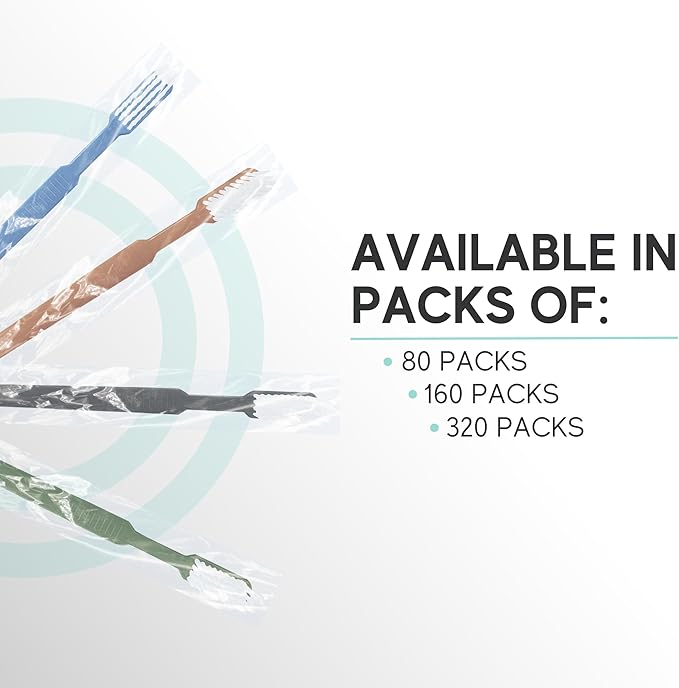Avistar 160 Prepasted Disposable Toothbrushes Individually Wrapped - Single Use Pre Pasted Disposable Toothbrushes with Toothpaste Built in - Waterless Toothbrush for Travel, Guests, Hotel, & Camping