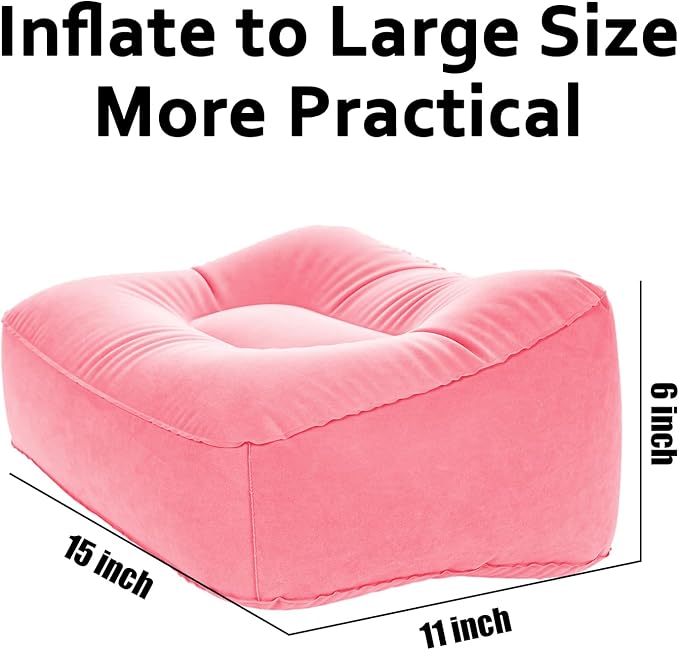 Inflatable Foot Rest Pillow - Portable, Non-Slip Base for Desk, Office Chair, Travel & Bed - Ergonomic Foot Support & Comfort(Pink)