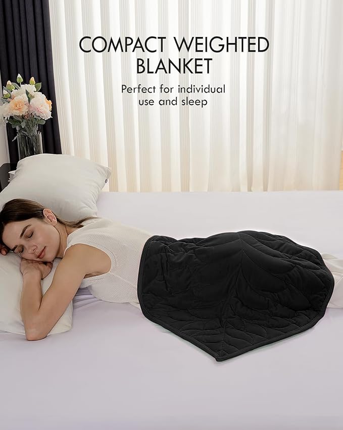 Kaisa Weighted Blanket for Adults (5 lbs, 23" x 29"), Soft Weighted Lap Blanket Machine Washable, Small Heavy Blankets with Glass Beads for Travel & Sleep,Black