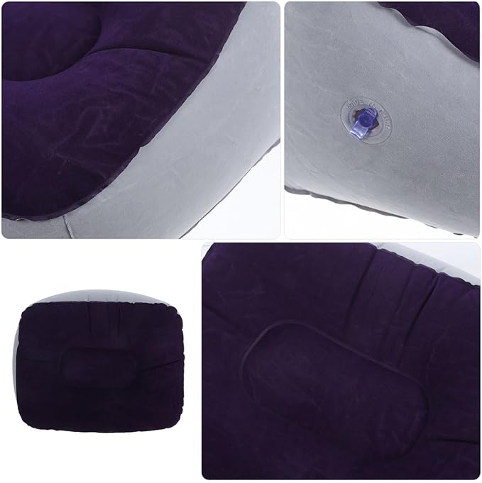 BESPORTBLE Inflatable Foot Rest Pillow Travel Footrest Cushion Outdoor Airplane Massage Stool Relax Cushion 2 Pcs (Grey Blue)