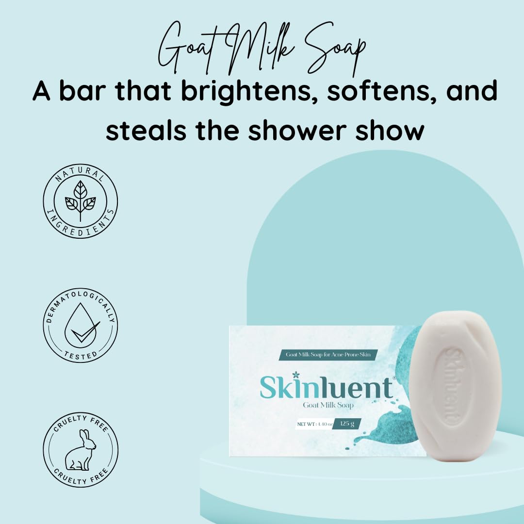 Skinluent Goat Milk Soap with Arbutin & Macadamia Seed Oil – Hydrating & Brightening Face & Body Bar – Gentle, Nourishing Cleanser for Soft, Radiant Skin – 4.4 oz