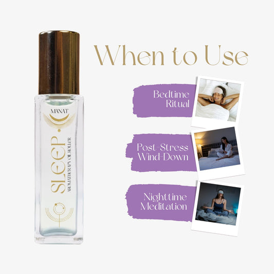 Manat Sleep Essential Oil Roll On –100% Natural Aromatherapy – 10ml Glass Roller Ball – Calming, Soothing & Restful Blend w/Lavender, Chamomile & Orange - Relaxation, Stress Relief, Self Care, Gift