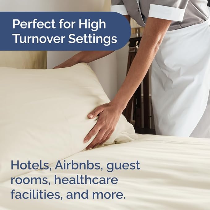 Bulk Case Pack of 12 Sheet Sets - (12) Complete Queen Size Sheet Sets with Deep Pockets - Wholesale Bulk Bedding for Hotels, Spas & Airbnbs - Breathable, Cooling & Wrinkle Free - (Queen, Off White)