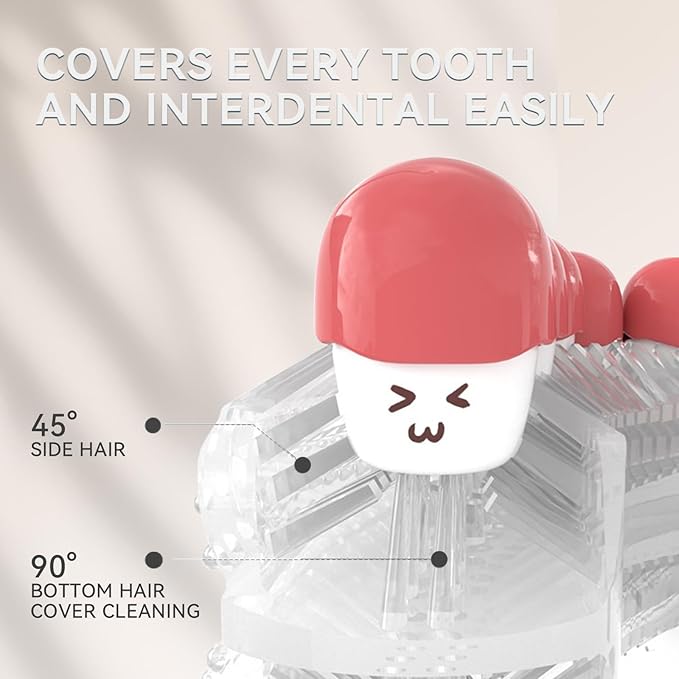 Adult u-Shaped Electric Toothbrush, 360 ° Cleaning, ultrasonic Toothbrush for Cleaning Teeth, Wireless Rechargeable Automatic Toothbrush Set (Milky White)