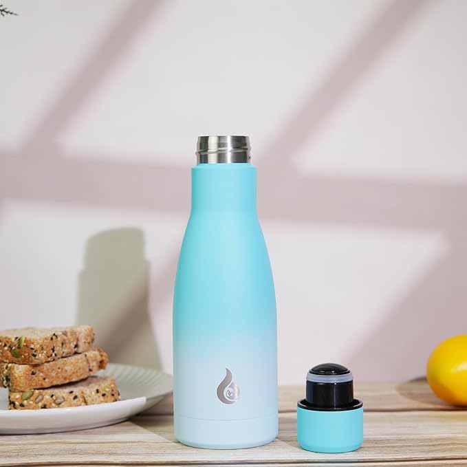 BJPKPK Insulated Water Bottle 17oz Stainless Steel Water Bottles Dishwasher Safe Reusable Metal Thermal Keep Cold and Hot,Sea Salt