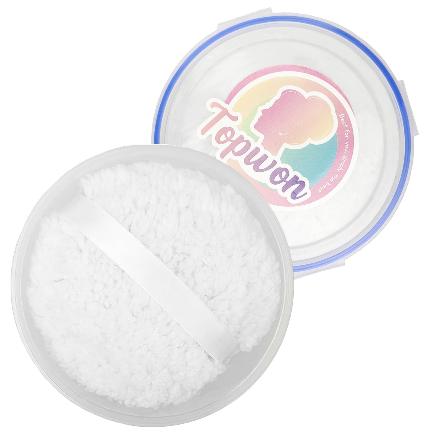Topwon 6'' Jumbo Powder Puff Body Powder Puff with Container, Extra Large Dust Puffs for Women Men 1Pack