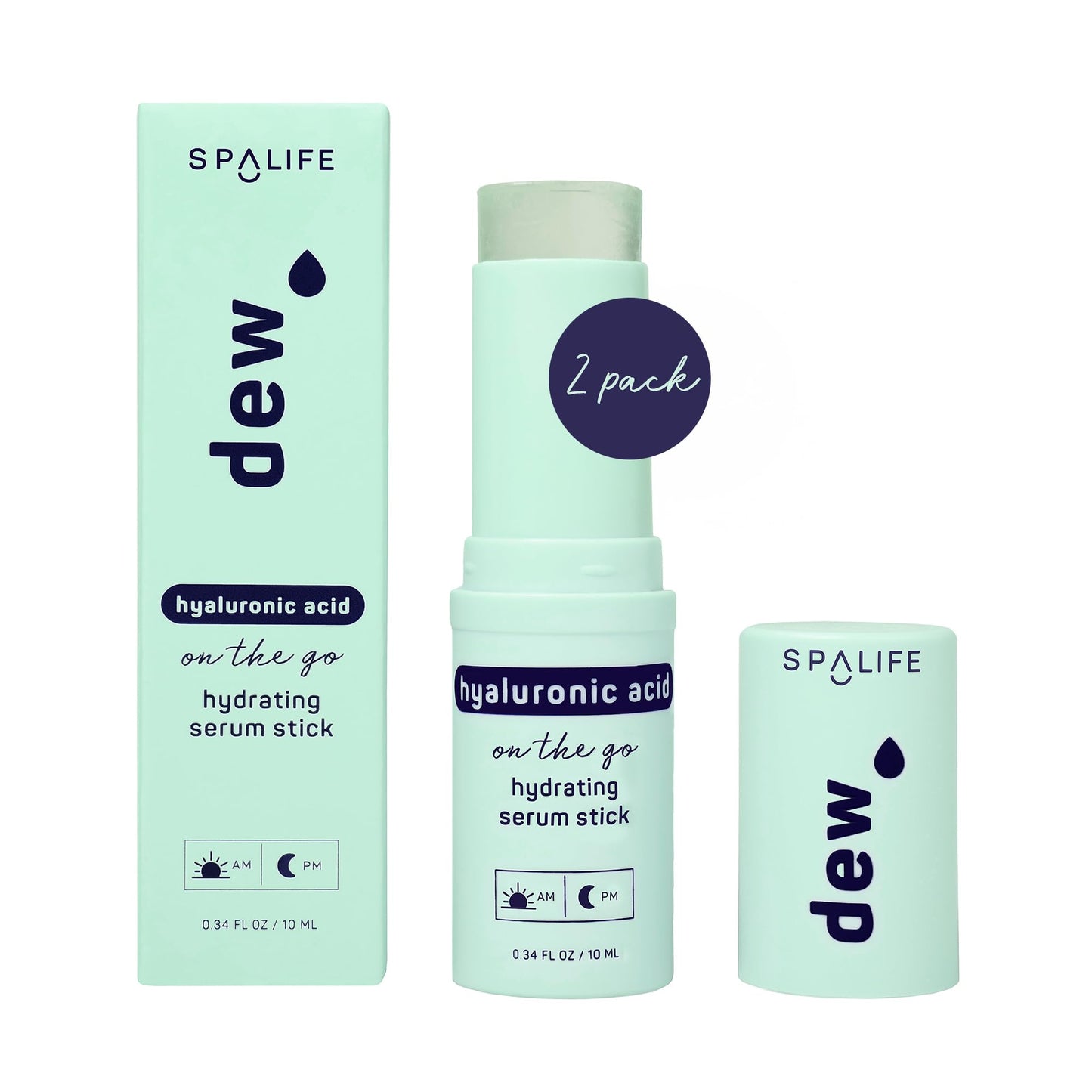 SpaLife Beauty Dew Hyaluronic Acid Hydrating Serum Stick Balm for Face –– For Moisture & Skin Strengthening – Targets Tightness, Dryness, Dehydration, & Dullness – Travel-Friendly – Multipurpose