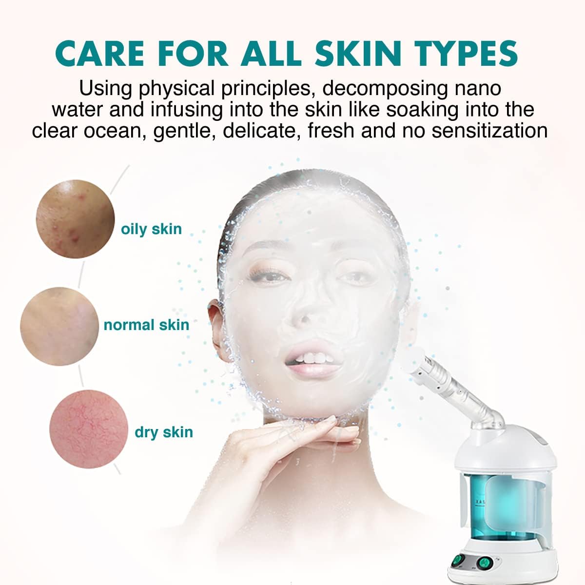 DENFANY Hair Steamer, 2 in 1 Hair and Face Steamer for Natural Hair with UV Ozone, Face Steamer Hair Humidifier Moisturising Hydration System Sprayer for Personal Care Use at Home and Salon