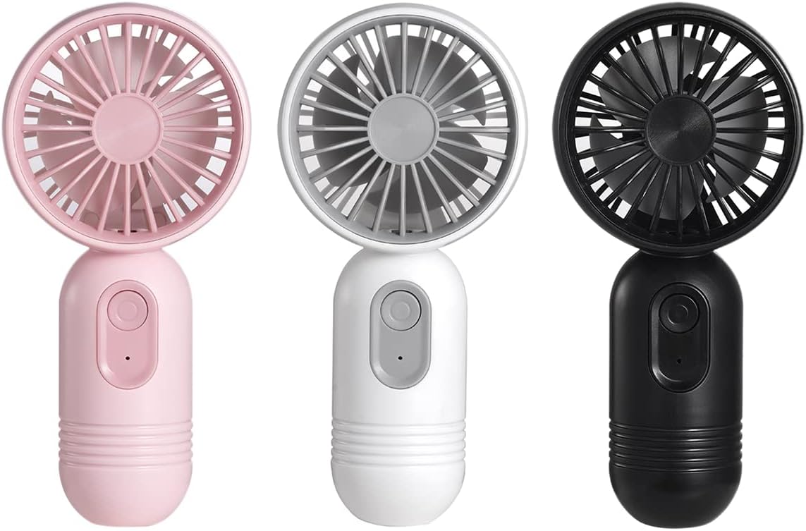 [Portable Mini Fans 3-pack] Handheld Personal Small Fan with 3-speed for Travel, USB Rechargeable Battery Operated Eyelash Fan, Black&White&Pink