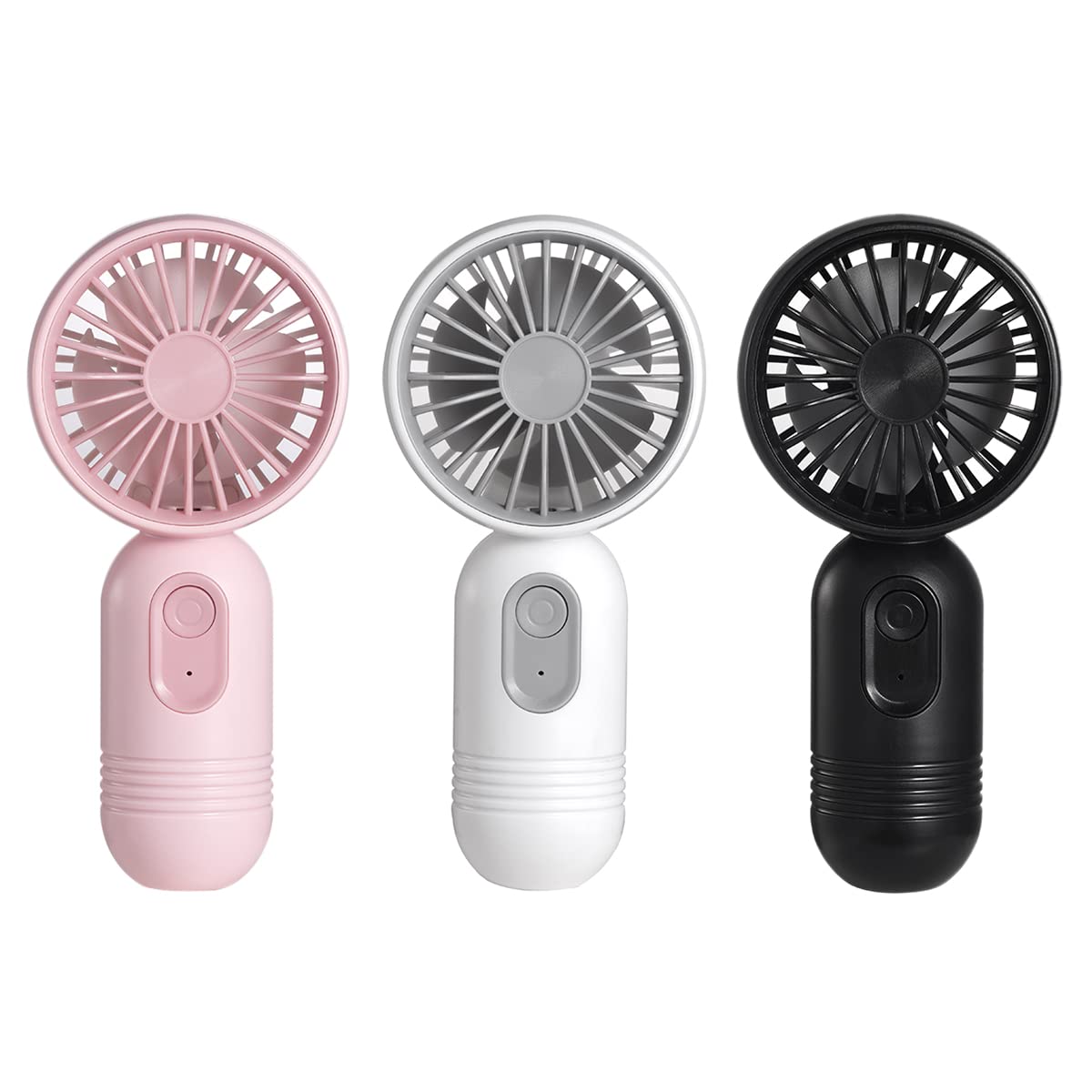 [Portable Mini Fans 3-pack] Handheld Personal Small Fan with 3-speed for Travel, USB Rechargeable Battery Operated Eyelash Fan, Black&White&Pink