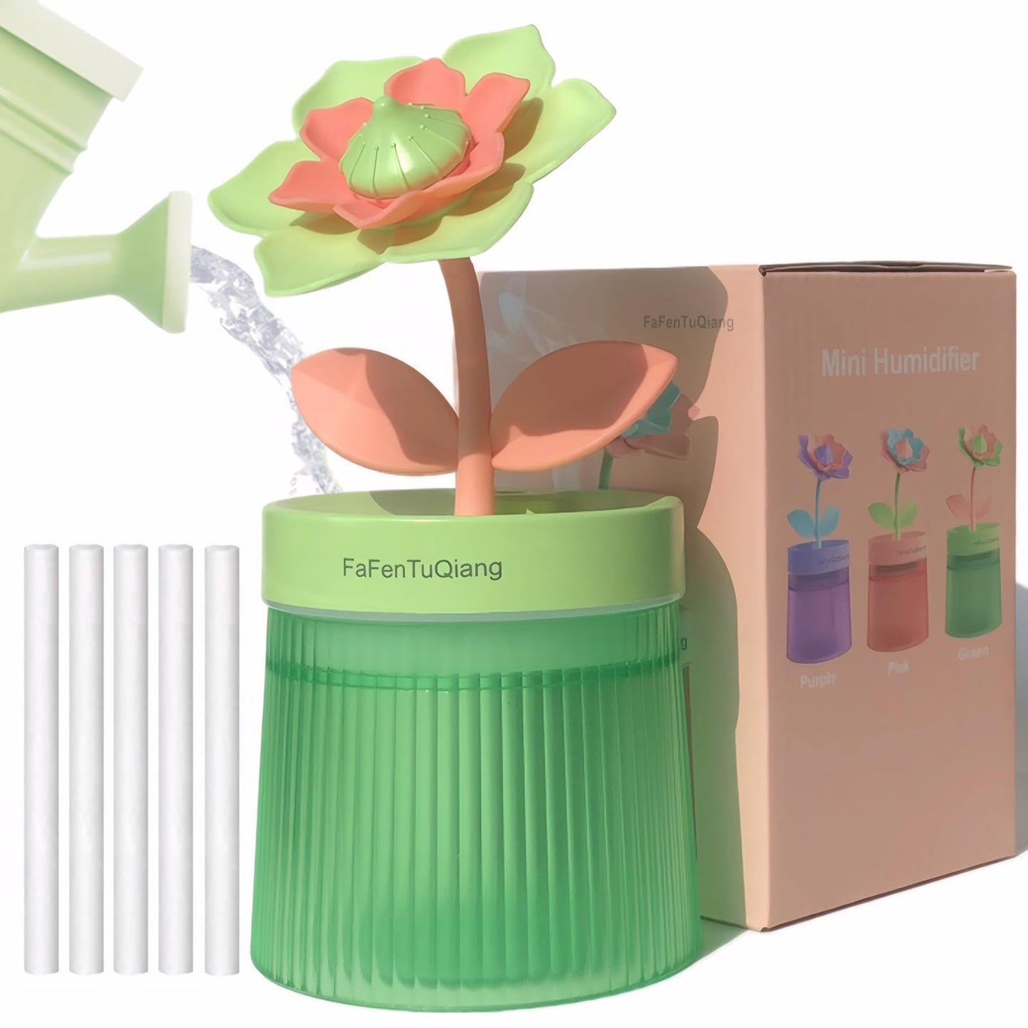 Desk Mini Humidifier Bedroom Cute, Personal Small Humidifier Diffuser 260ml Portable, Colorful Light,Quiet,Cool Mist, Auto Off, Top Fill Air Humidifiers, for Plants,Home,Office,Baby Room,Travel