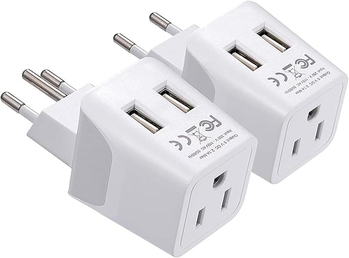 Ceptics Switzerland Travel Plug Set - with 2 USB + USA Socket Input - Type J and Type C- Ultra Compact - Safe Grounded Perfect for Cell Phones, Laptops, Camera Chargers