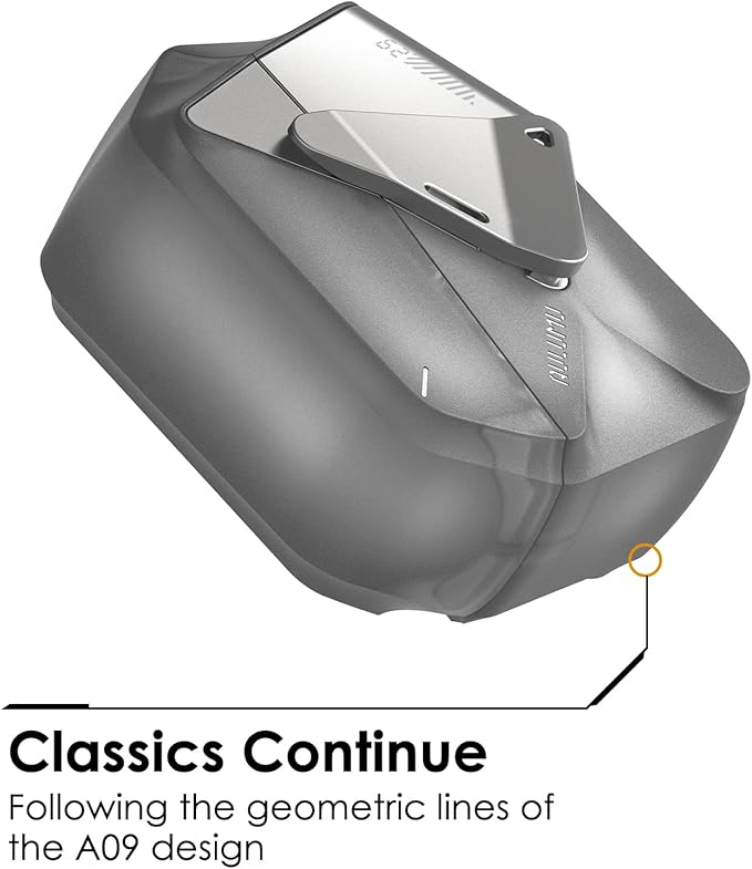 Aulumu A29 Geometric AirPods 4 Case with Lock | Protective Cover with Nylon Buckle | Alloy Armour | Compatible with Apple AirPods 4th (2024) - Translucent Grey