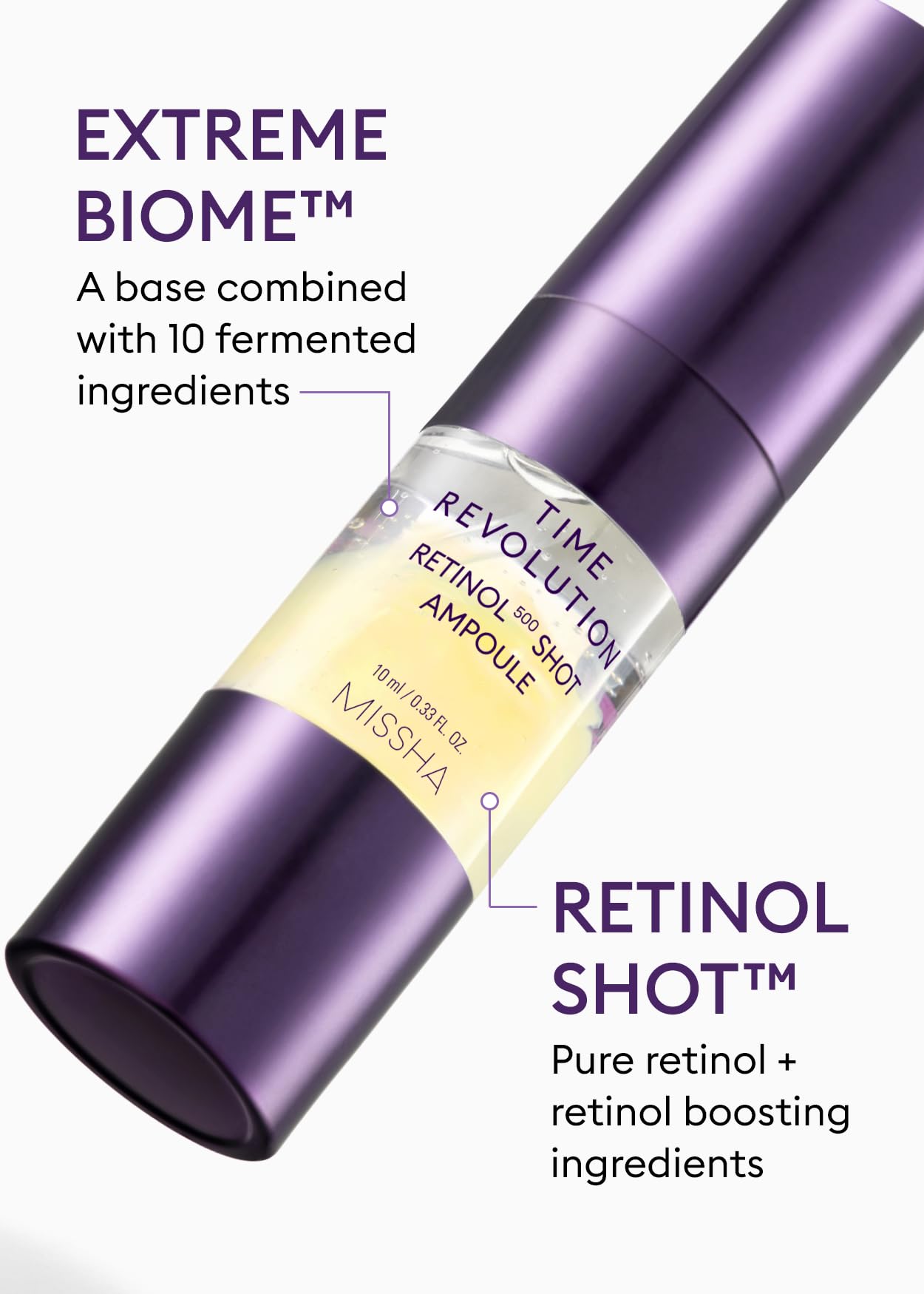MISSHA Time Revolution Night Repair Retinol Intensive Ampoule 0.33 Fl oz - Advanced Korean Facial Serum for Skin Barrier Strengthening, Improved Elasticity, Radiance, Overnight Moisturization