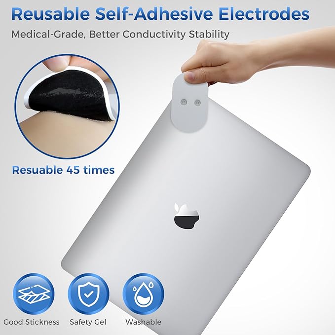 KingPavonini Wireless TENS Unit, Muscle Stimulator for Pain Relief, Portable Rechargeable TENS EMS Machine, LED Screen, Remote, Dual Channel 6 Modes 16 Intensity Massager, Charging Case (4 Pads)