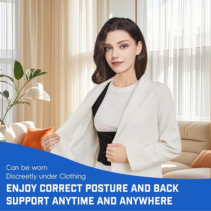 Back Brace Posture Corrector for Women & Men, Adjustable Shoulder Straightener with Full Back Support, Relief for Lower & Upper Back Pain, Hunchback & Scoliosis (Black, Small)