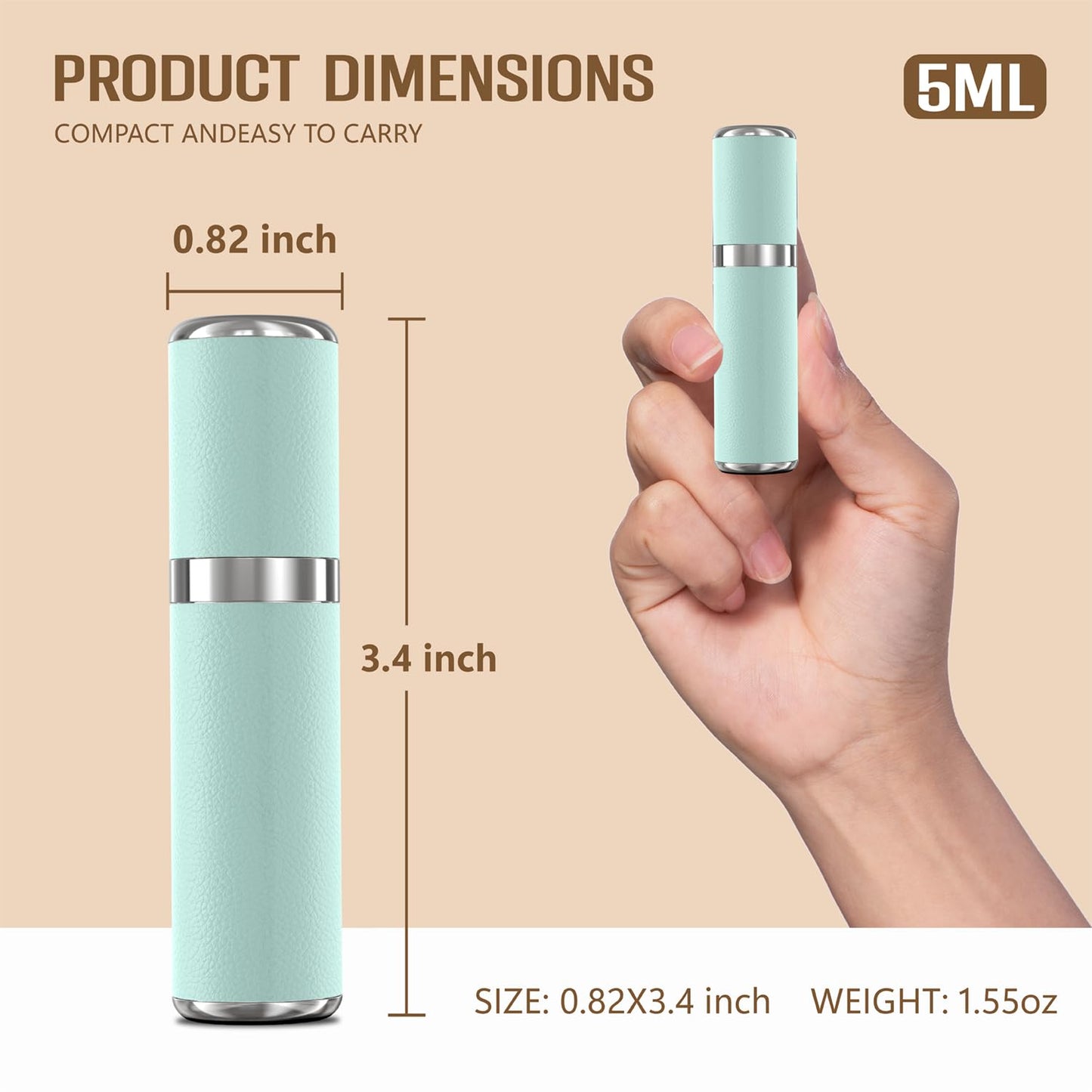 WXS-CHALL Mini Perfume Refillable Bottle, 5ml Leather Travel Atomizer Sprayer for Perfume, Protable Refill Spray Bottle for Travel and Outings Essentials.