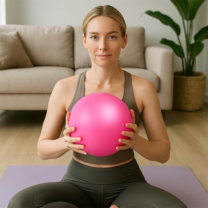 6 Inch Mini Exercise Pilates Yoga Ball for Yoga, Barre Training and Physical Therapy- Improves Balance with Inflate Pump(Black)