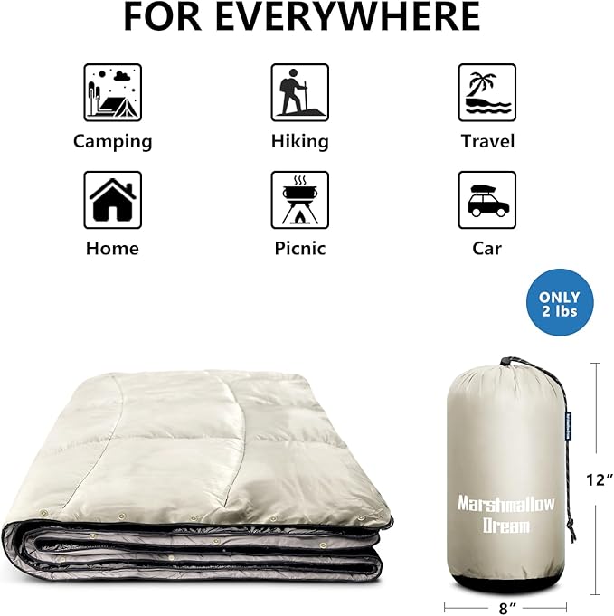 Camping Blanket, Packable Puffy Blankets Lightweight Windproof Waterproof for Outdoors,Hiking, Backpacking,Beach,Car,Picnic,Stadium