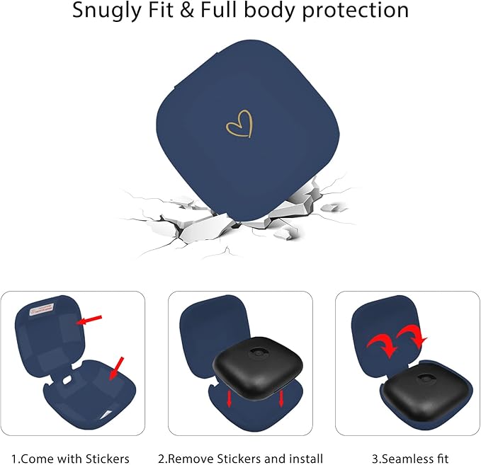 Compatible with Powerbeats Pro, Soft Silicone Case with Gold Heart Pattern for Powerbeats Pro Case with Cute Butterfly Keychain for Girls Women (Midnight Blue)