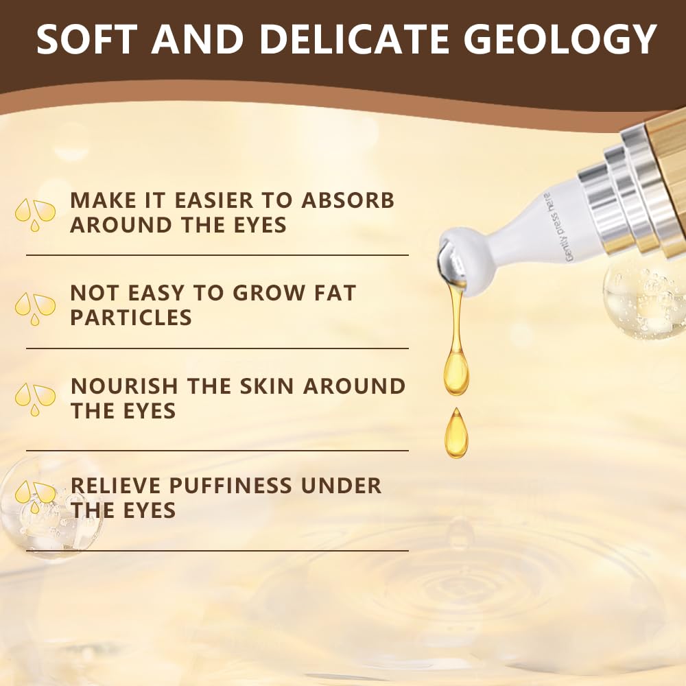 Soulight 5% Caffeine Eye Serum with Hyaluronic Acid & Vitamin C - for Dark Circles, Fine Line, Bag Treatment & Moisturizing | Under Eye Cream with 360° Roller Massage Ball