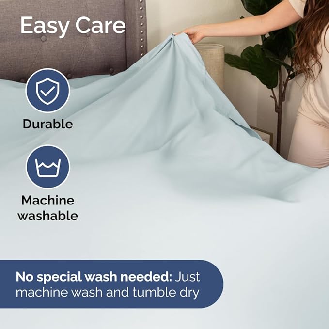 Bulk Case Pack of 10 Sheet Sets - (10) Complete Split King Size Sheet Sets w/ Deep Pockets - Wholesale Bulk Bedding for Hotels, Spas & Airbnbs - Breathable and Wrinkle Free - (Split King, Ice Blue)