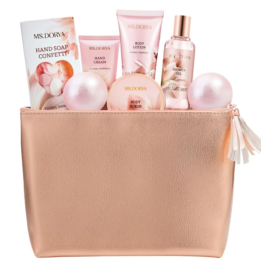 Spa Gift Baskets for Women Mom, Birthday Gifts for Her Wife, - 8 Pcs Relaxing Self Care Gifts Set with Cosmetic Bag & Bubble Bath, Ideal Mothers Day Gifts for Women, Wife, Girlfriend, Mom