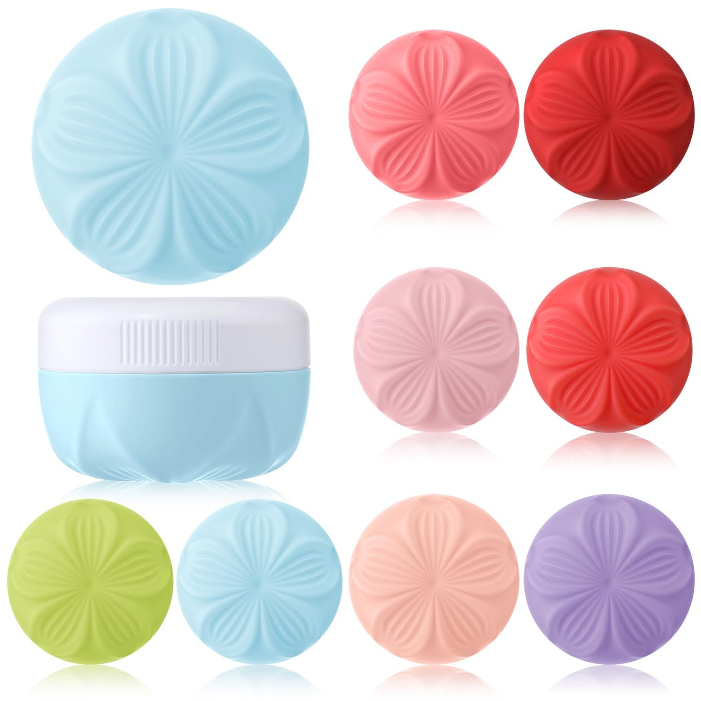 Meanplan 8 Pcs Small Silicone Cream Jars with Lids 1 Oz/ 30 ml Travel Containers for Toiletries Mini Cosmetic Jars Refillable Travel Moisturizer Container for Makeup Face Body Hand Cream