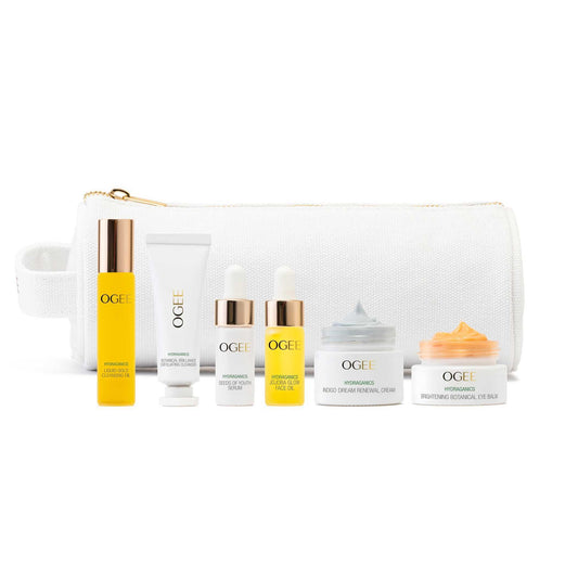 Ogee Discovery Set - Skincare Gift Set - Best-Sellers in Travel-Friendly Sizes - Includes Hyaluronic Acid Serum, Brightening Eye Balm & More