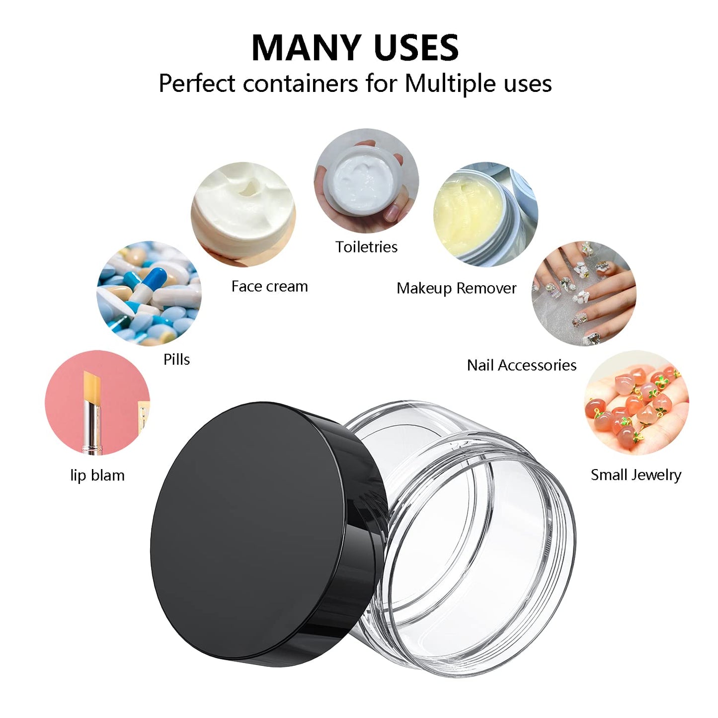 VEAIDE Travel Size Containers for Toiletries, 3 Size 0.17/0.5/1 OZ Small Cosmetic Jars for Makeup Face Creams Moisturizer Lotion, with 2 Pieces Mini Spatulas for Gift (6 Pieces)