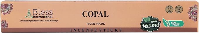 Bless-Copal 100%-Natural-Handmade-Hand-Dipped-Incense-Sticks Organic-Chemicals-Charcoal-Free Purification-Relaxation-Positivity-Yoga-Meditation Best-Woods-Scent (25 Sticks (1.4 OZ))